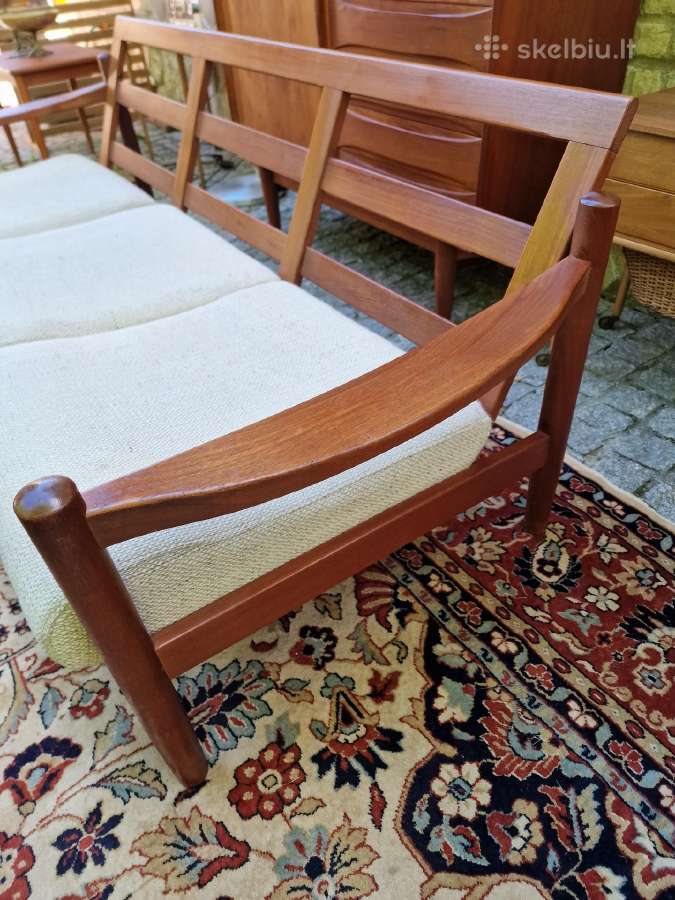 Vintažinė mid century tikmedžio sofa ,foteliai - nuotraukos Nr. 14
