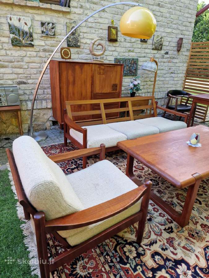 Vintažinė mid century tikmedžio sofa ,foteliai - nuotraukos Nr. 18