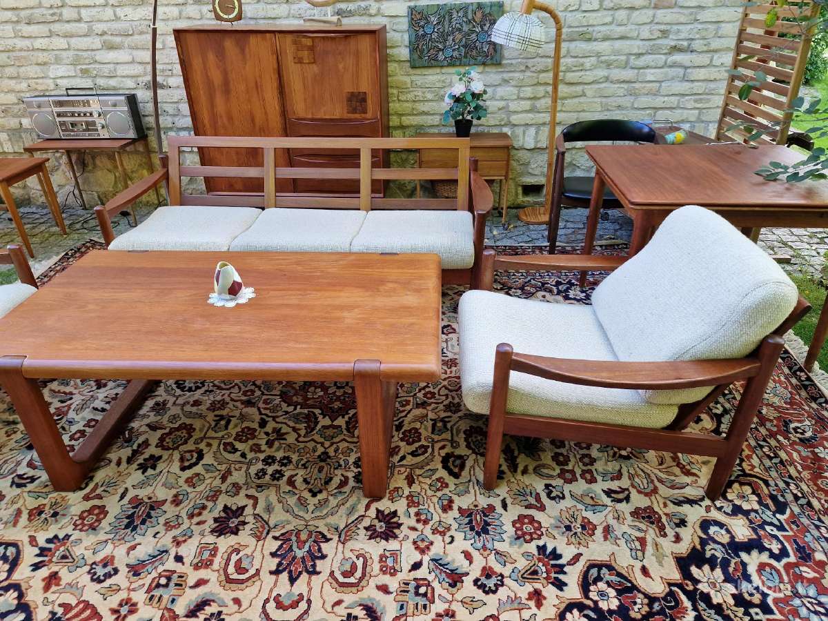 Vintažinė mid century tikmedžio sofa ,foteliai - nuotraukos Nr. 19
