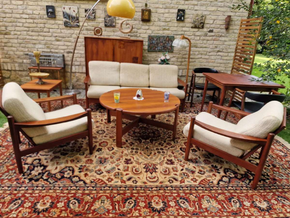 Vintažinė mid century tikmedžio sofa ,foteliai - nuotraukos Nr. 28