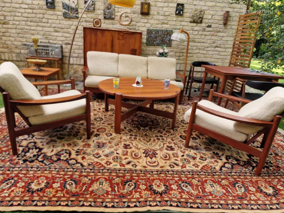 Vintažinė mid century tikmedžio sofa ,foteliai - nuotraukos Nr. 31