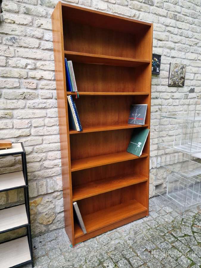Vintažinė mid century tikmedžio knygų lentyna