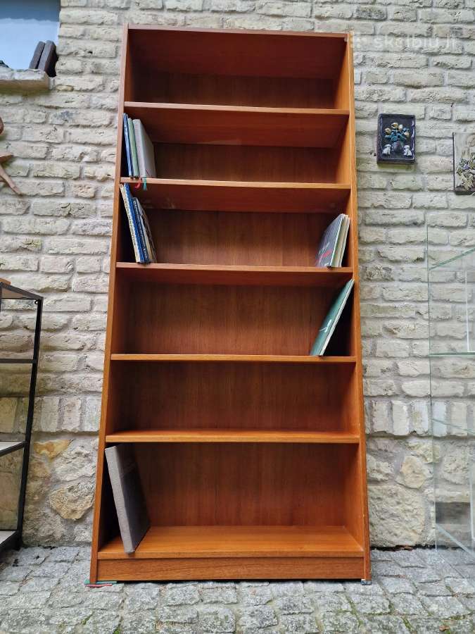 Vintažinė mid century tikmedžio knygų lentyna - nuotraukos Nr. 3