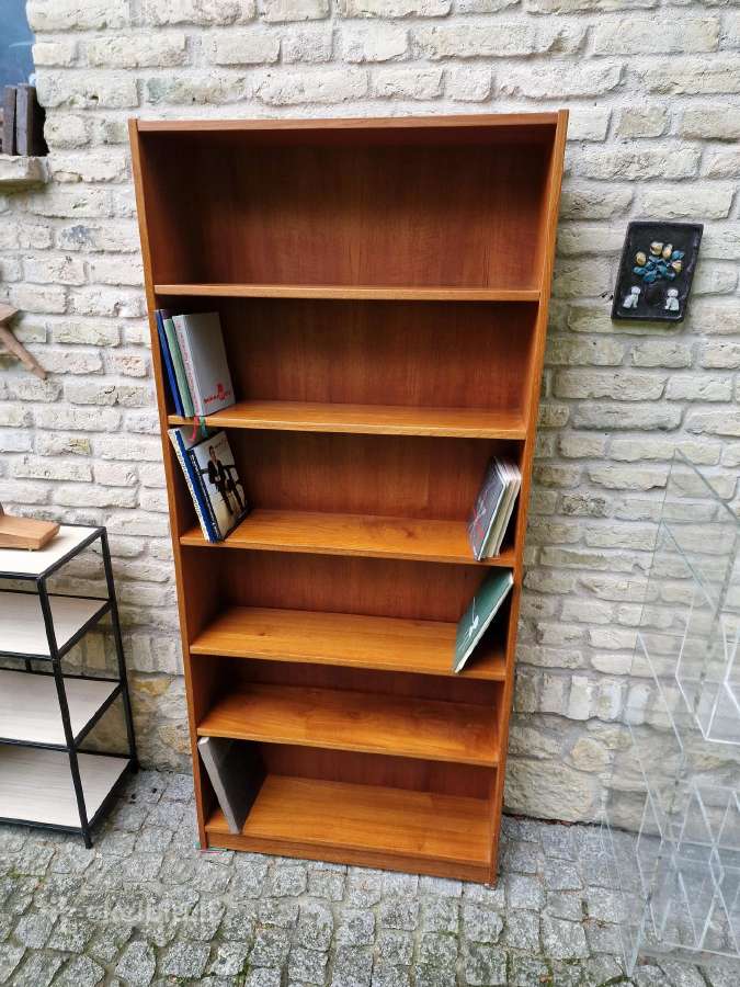 Vintažinė mid century tikmedžio knygų lentyna - nuotraukos Nr. 4