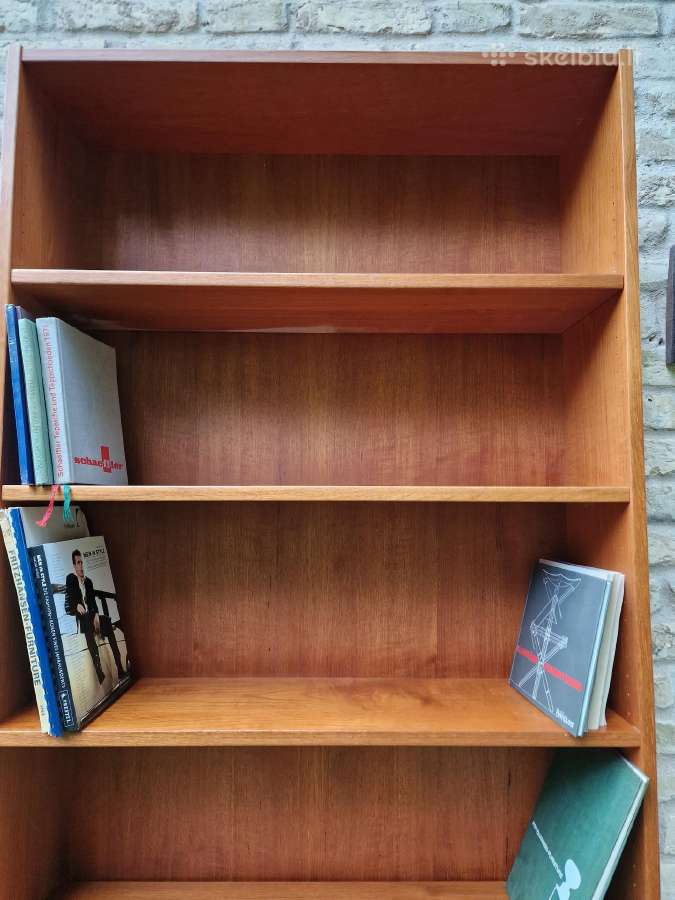 Vintažinė mid century tikmedžio knygų lentyna - nuotraukos Nr. 10