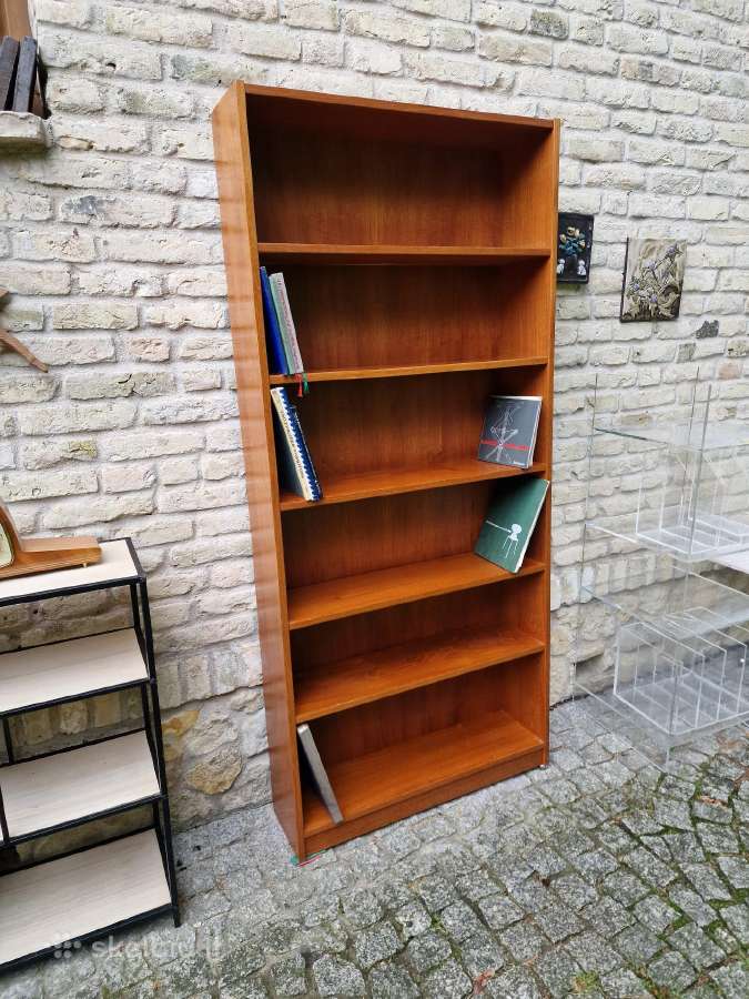 Vintažinė mid century tikmedžio knygų lentyna - nuotraukos Nr. 11