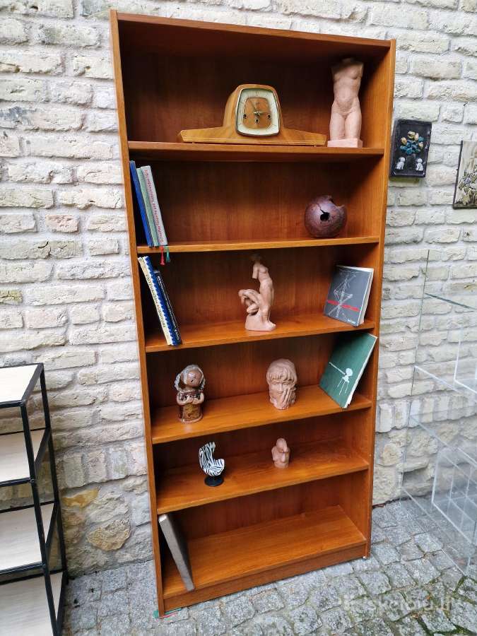 Vintažinė mid century tikmedžio knygų lentyna - nuotraukos Nr. 12