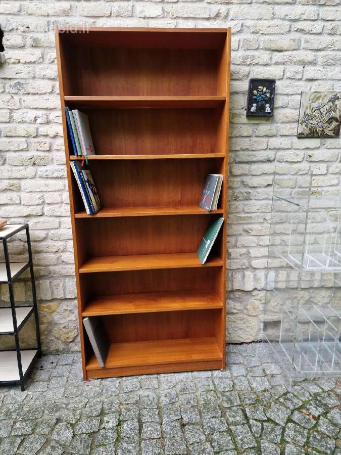 Vintažinė mid century tikmedžio knygų lentyna - nuotraukos Nr. 13