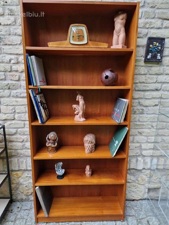 Vintažinė mid century tikmedžio knygų lentyna - nuotraukos Nr. 14