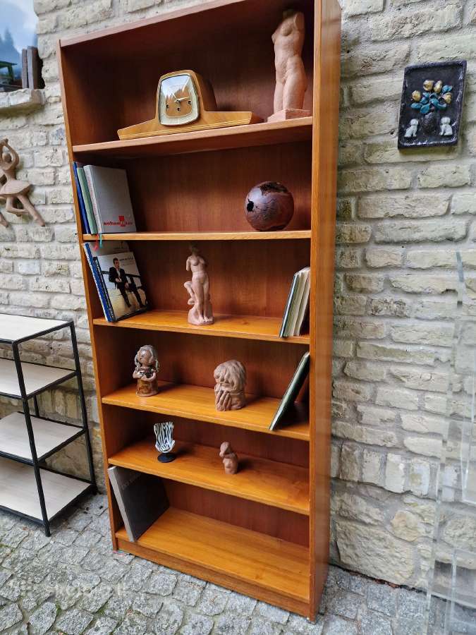 Vintažinė mid century tikmedžio knygų lentyna - nuotraukos Nr. 15