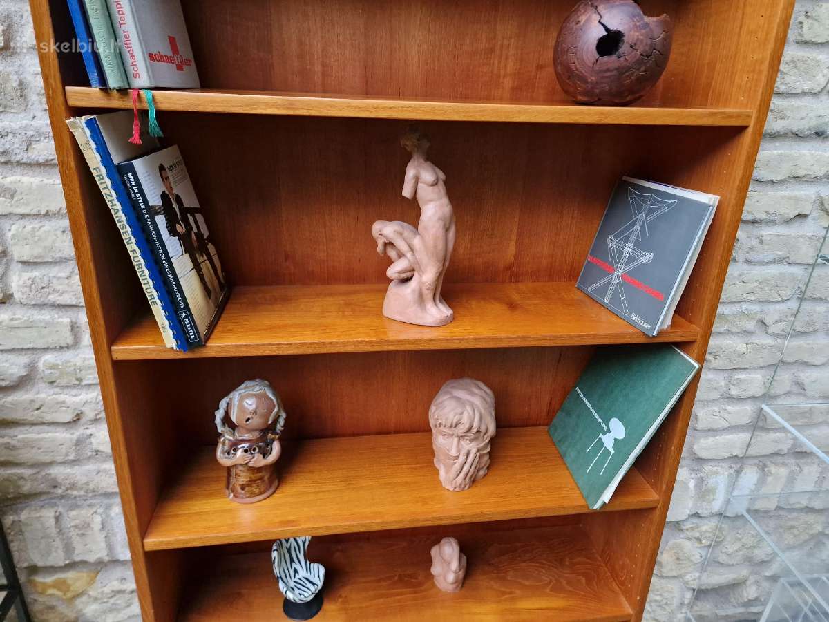 Vintažinė mid century tikmedžio knygų lentyna - nuotraukos Nr. 18