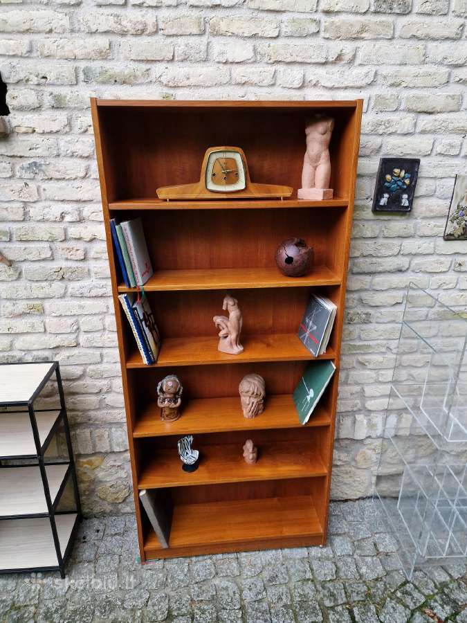 Vintažinė mid century tikmedžio knygų lentyna - nuotraukos Nr. 22