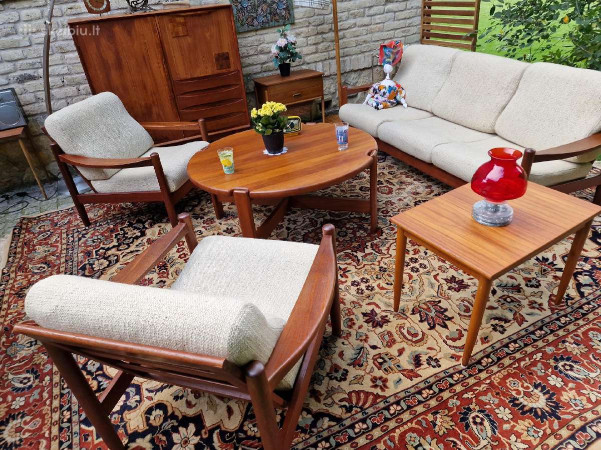 Vintažinis mid century tikmedžio kavos staliukas - nuotraukos Nr. 33