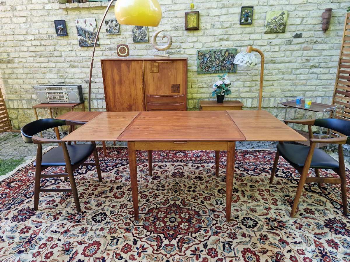 Vintažinis mid century tikmedžio valgomojo stalas - nuotraukos Nr. 3