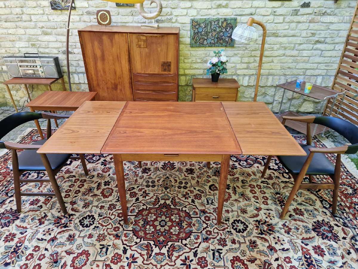 Vintažinis mid century tikmedžio valgomojo stalas - nuotraukos Nr. 5