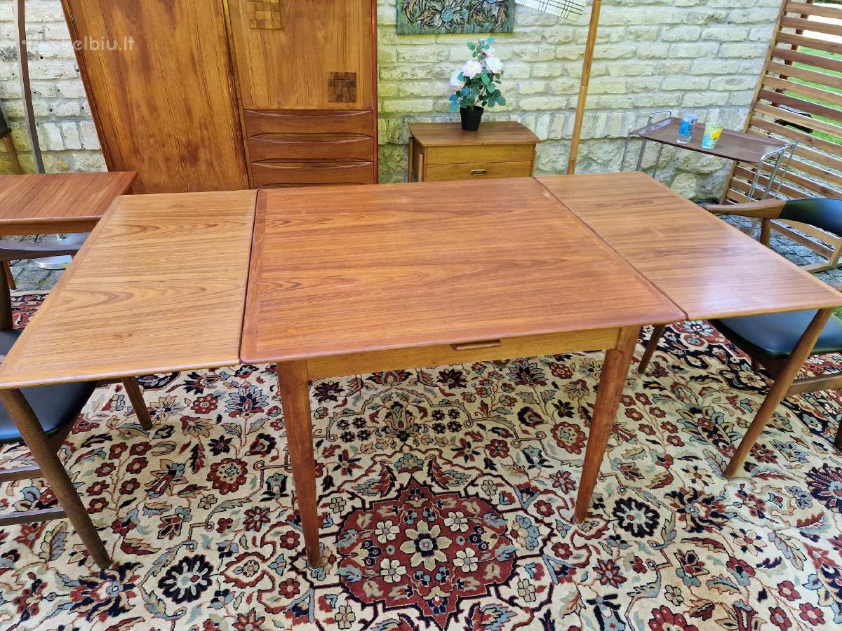 Vintažinis mid century tikmedžio valgomojo stalas - nuotraukos Nr. 8
