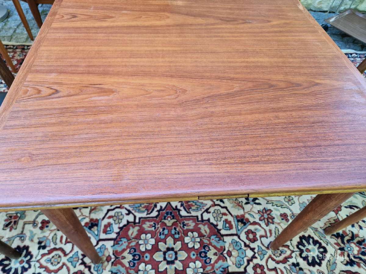 Vintažinis mid century tikmedžio valgomojo stalas - nuotraukos Nr. 12
