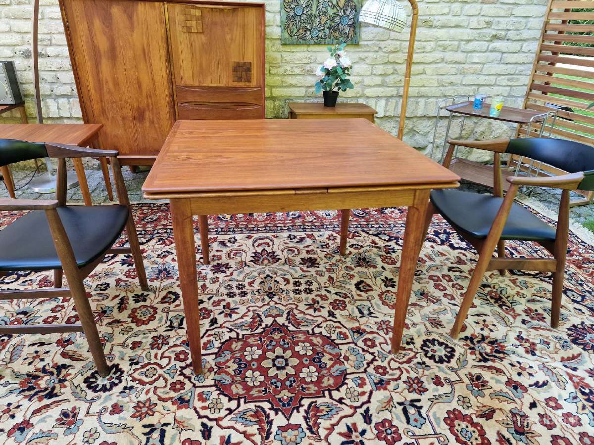 Vintažinis mid century tikmedžio valgomojo stalas - nuotraukos Nr. 14