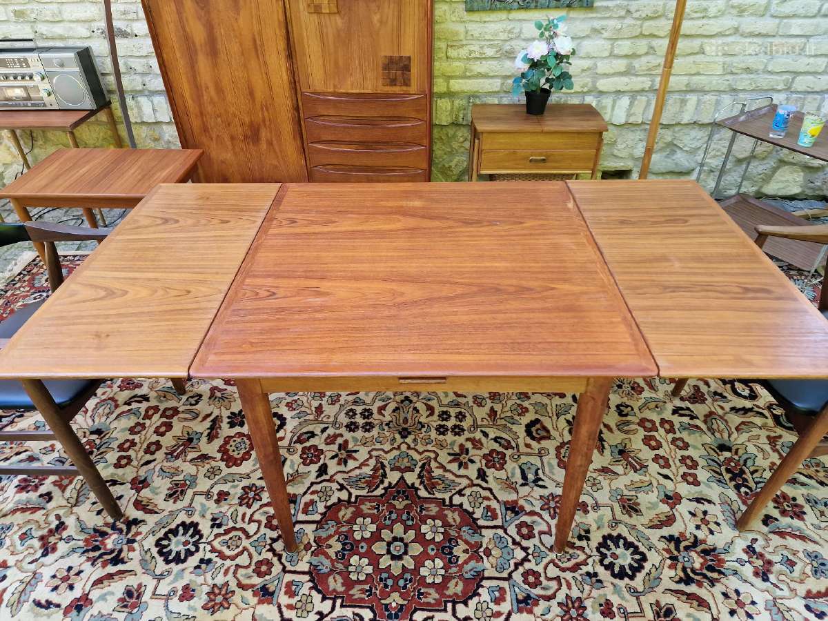 Vintažinis mid century tikmedžio valgomojo stalas - nuotraukos Nr. 16