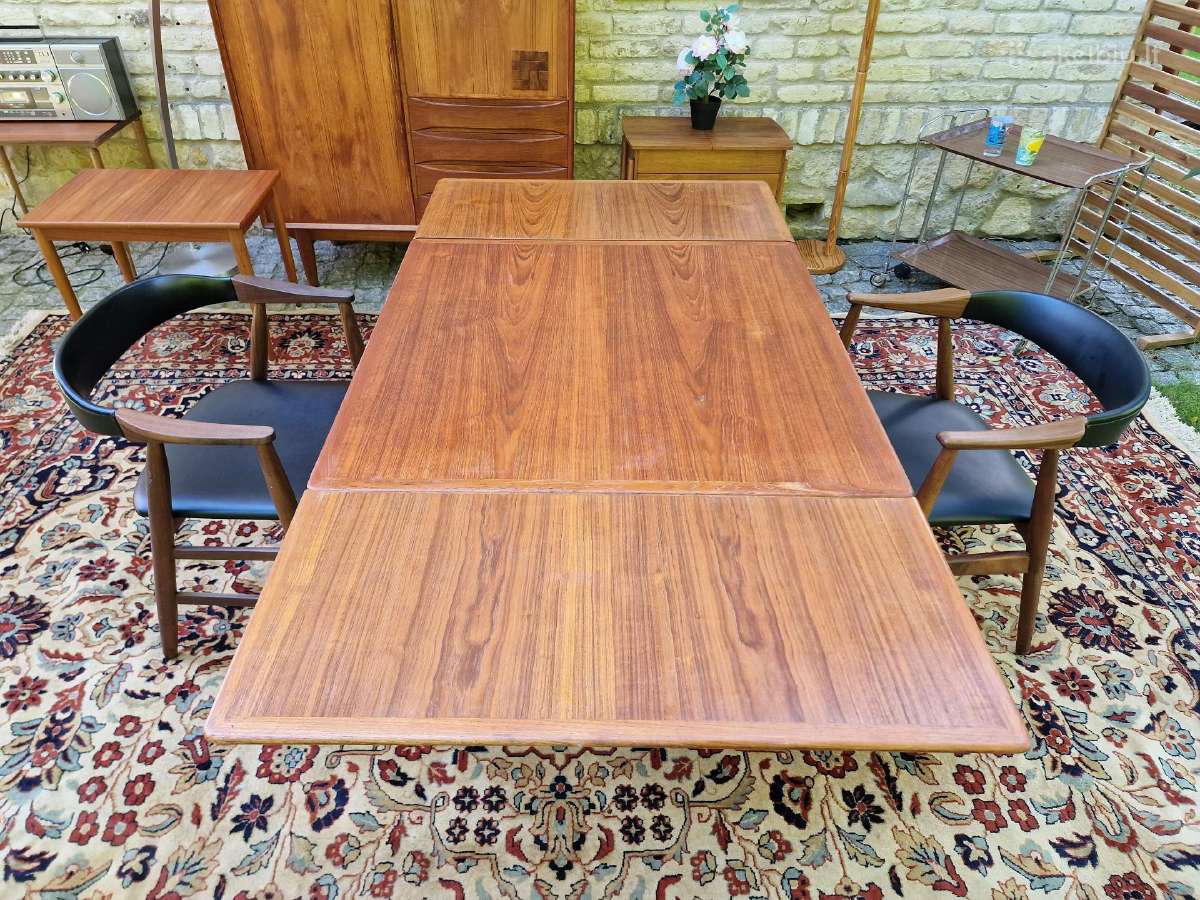 Vintažinis mid century tikmedžio valgomojo stalas - nuotraukos Nr. 24