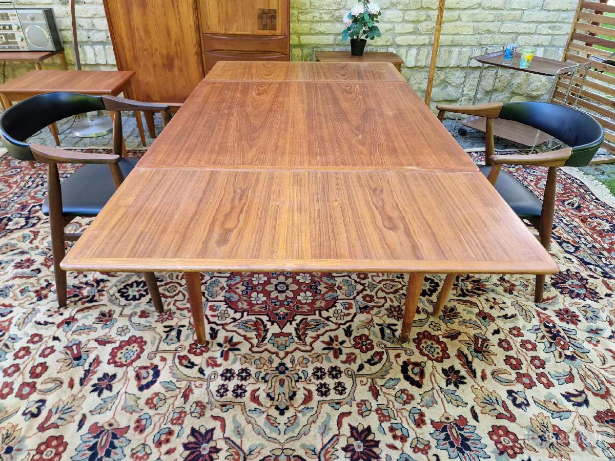 Vintažinis mid century tikmedžio valgomojo stalas - nuotraukos Nr. 25