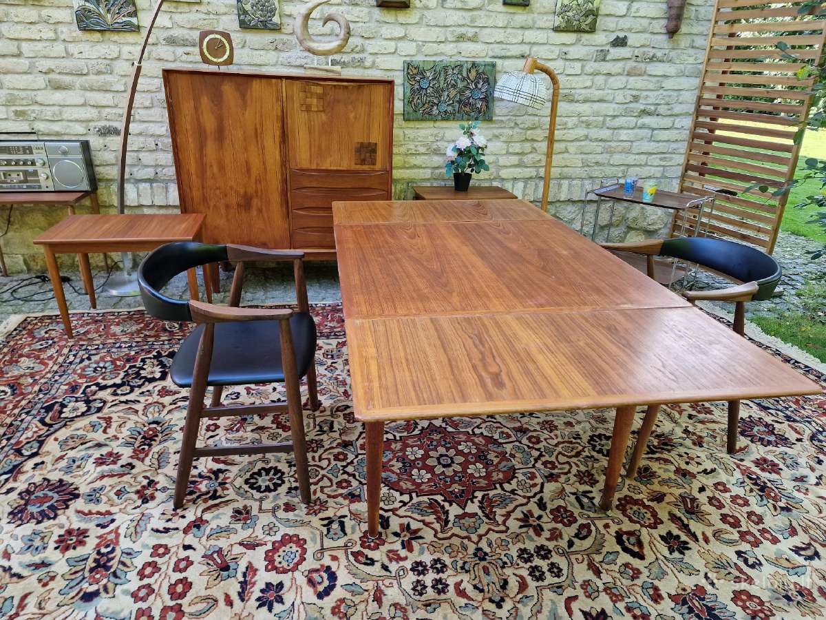 Vintažinis mid century tikmedžio valgomojo stalas - nuotraukos Nr. 27