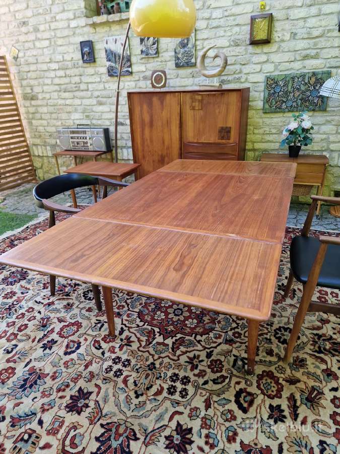 Vintažinis mid century tikmedžio valgomojo stalas - nuotraukos Nr. 28