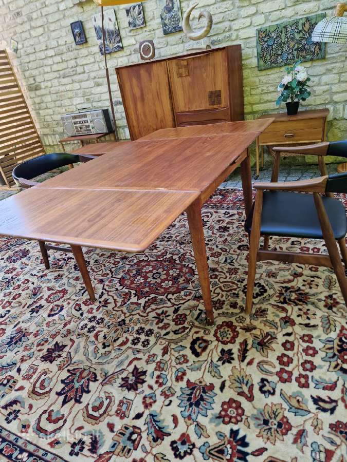 Vintažinis mid century tikmedžio valgomojo stalas - nuotraukos Nr. 29