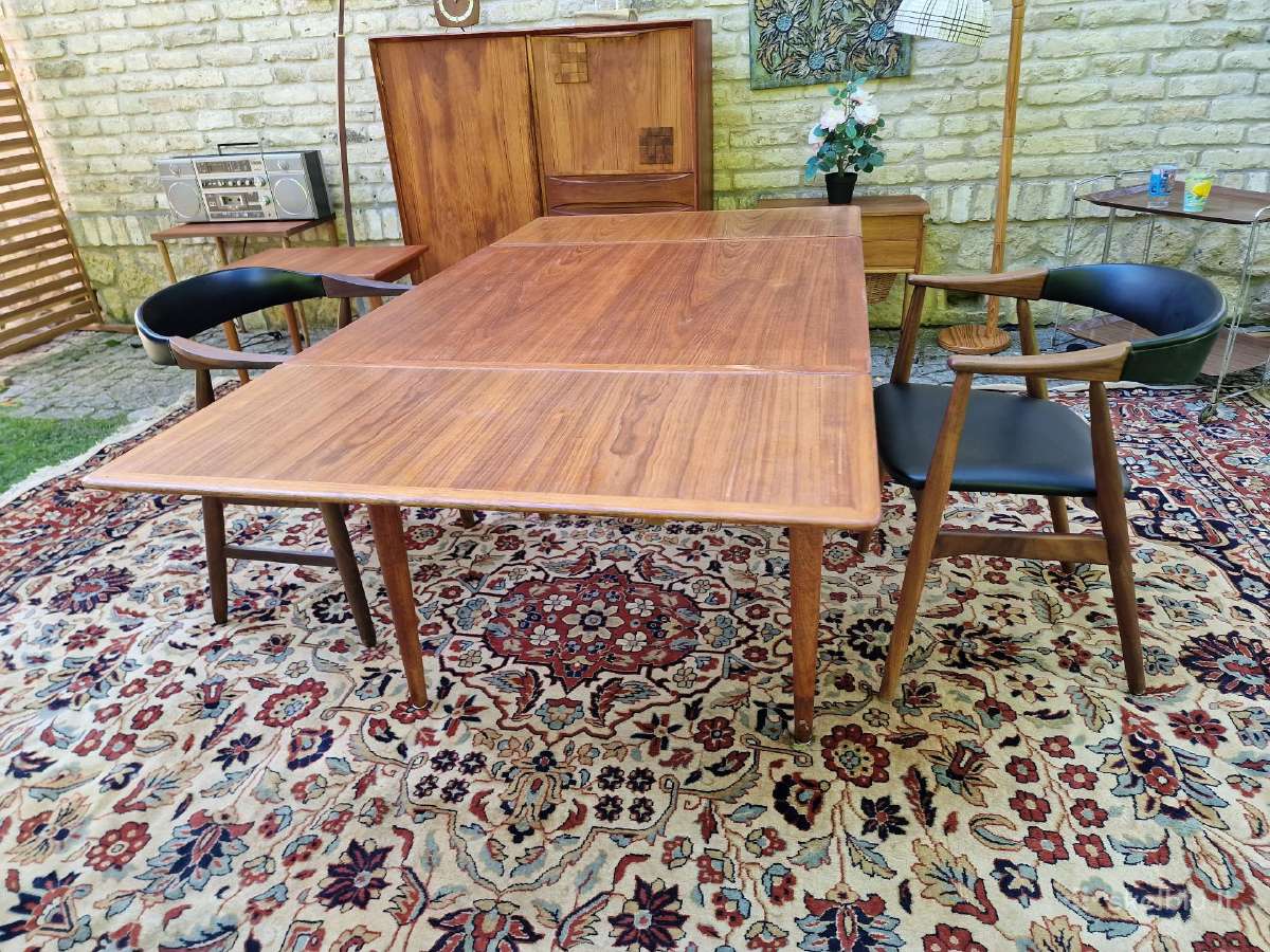 Vintažinis mid century tikmedžio valgomojo stalas - nuotraukos Nr. 30