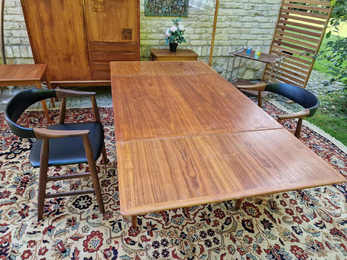 Vintažinis mid century tikmedžio valgomojo stalas - nuotraukos Nr. 32