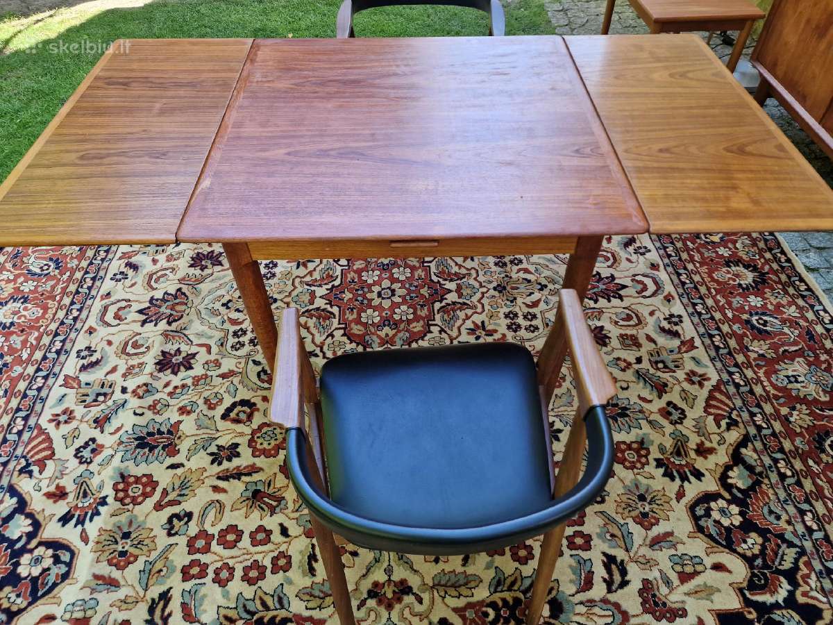 Vintažinis mid century tikmedžio valgomojo stalas - nuotraukos Nr. 35
