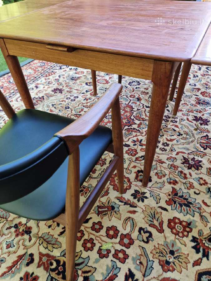 Vintažinis mid century tikmedžio valgomojo stalas - nuotraukos Nr. 37