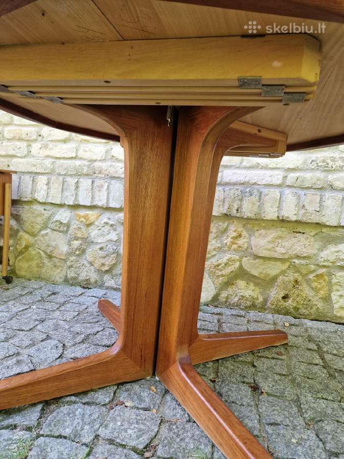Vintažinis mid century tikmedžio valgomojo stalas - nuotraukos Nr. 4