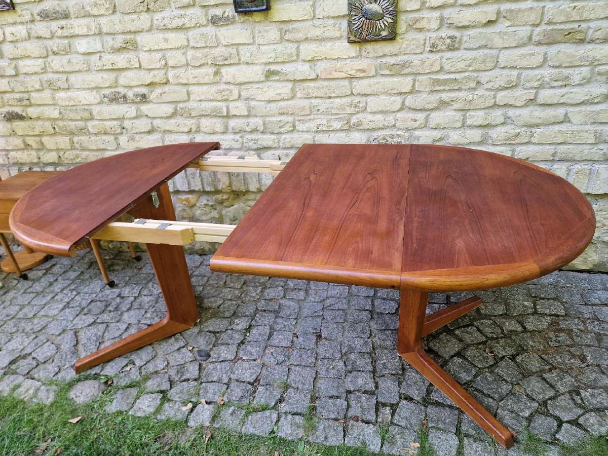 Vintažinis mid century tikmedžio valgomojo stalas - nuotraukos Nr. 14