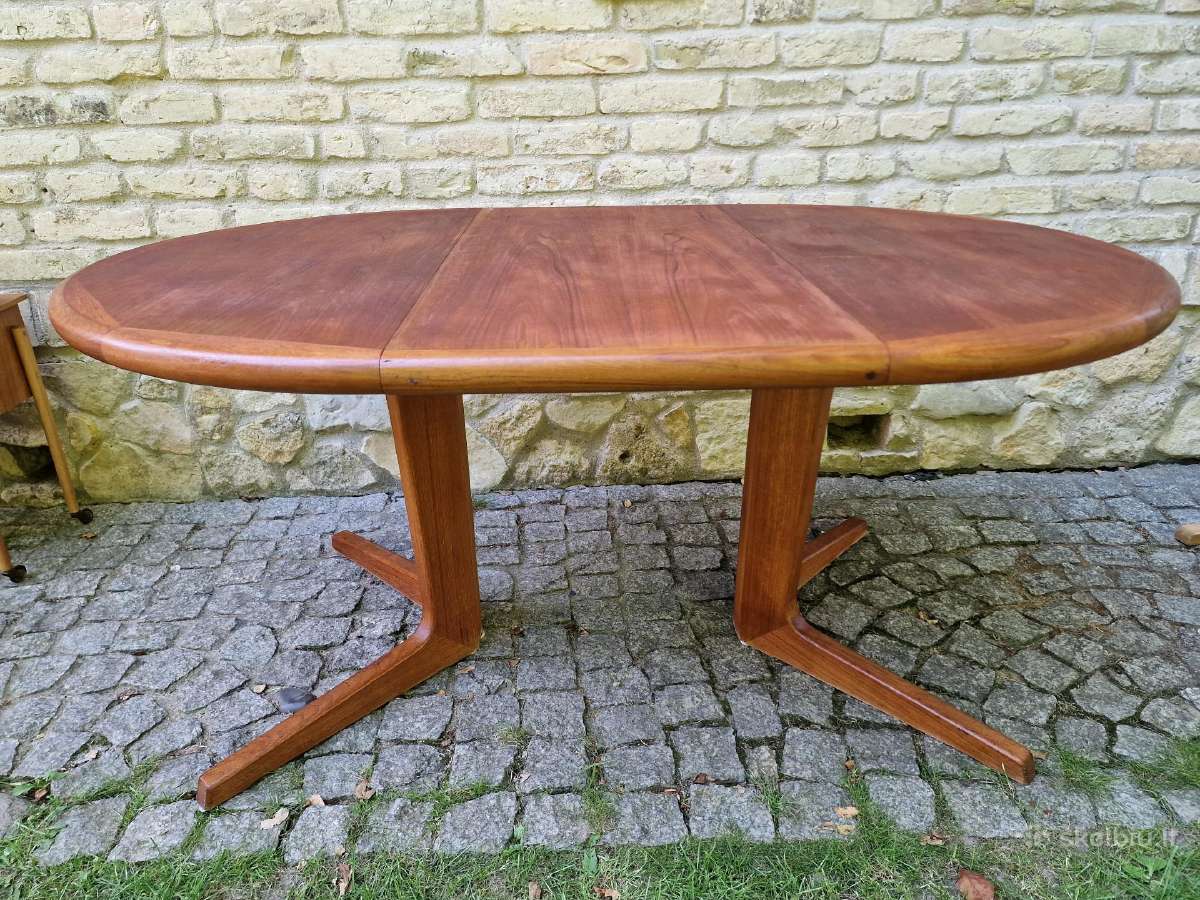 Vintažinis mid century tikmedžio valgomojo stalas - nuotraukos Nr. 16