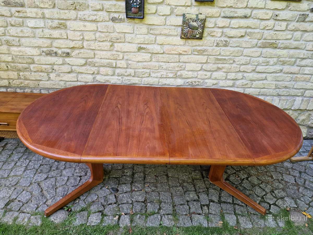 Vintažinis mid century tikmedžio valgomojo stalas - nuotraukos Nr. 21