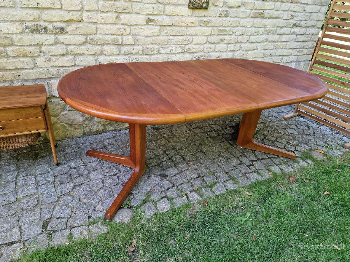 Vintažinis mid century tikmedžio valgomojo stalas - nuotraukos Nr. 22