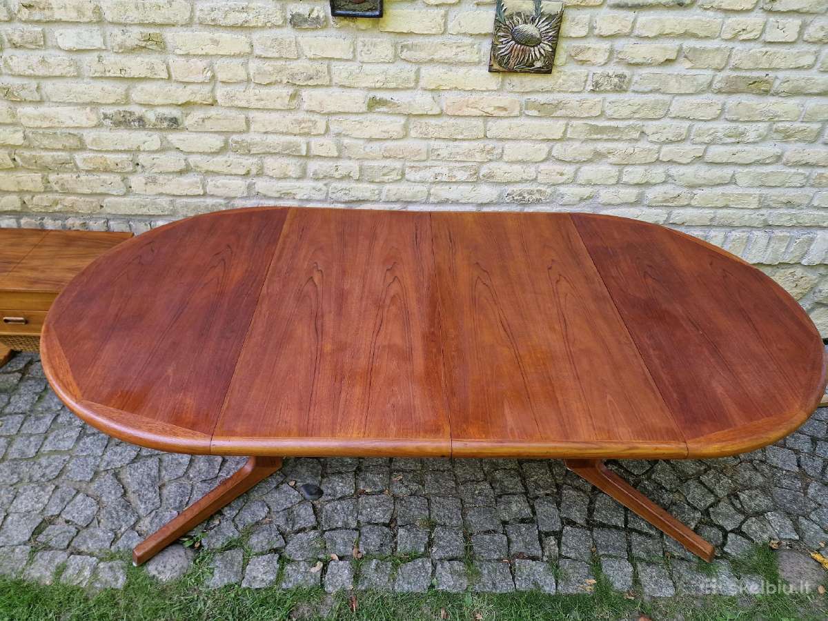 Vintažinis mid century tikmedžio valgomojo stalas - nuotraukos Nr. 23