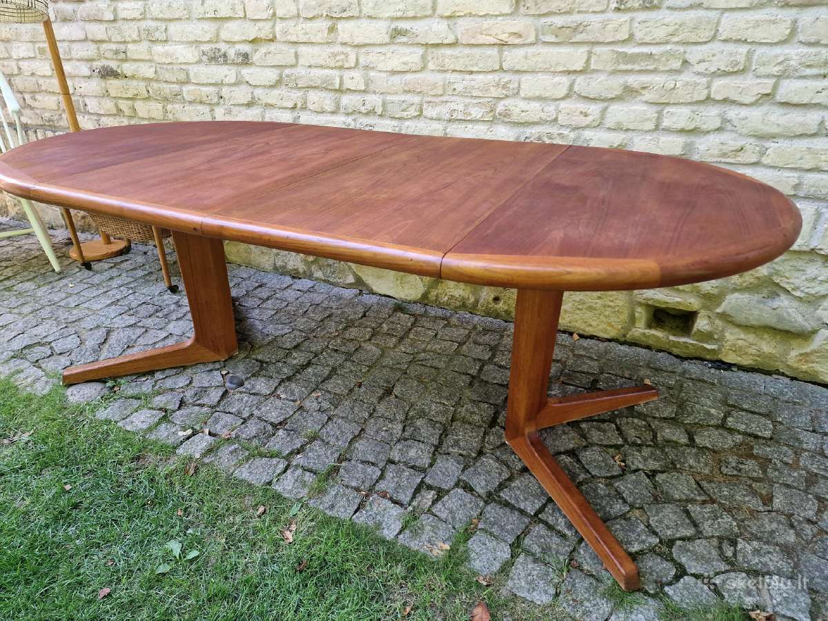 Vintažinis mid century tikmedžio valgomojo stalas - nuotraukos Nr. 25