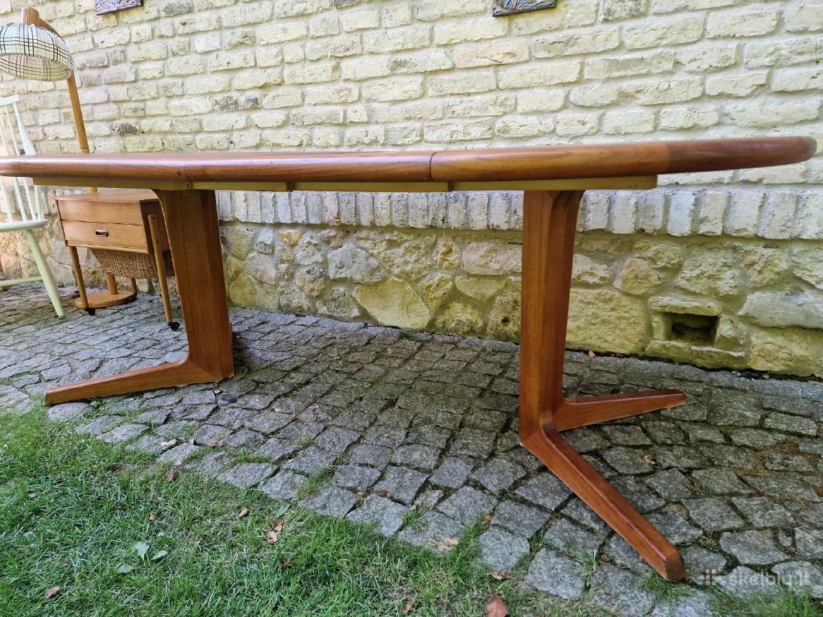 Vintažinis mid century tikmedžio valgomojo stalas - nuotraukos Nr. 26
