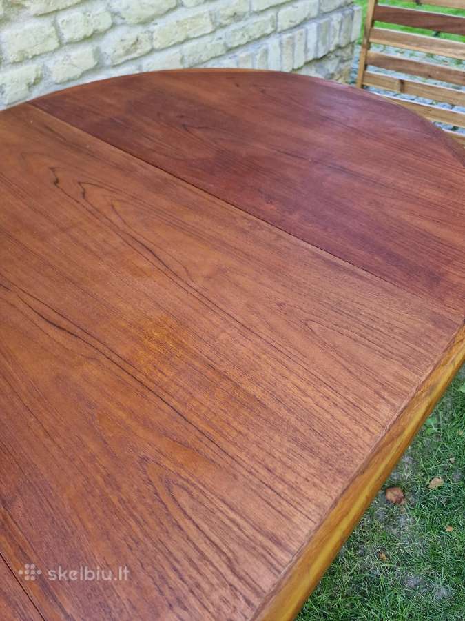 Vintažinis mid century tikmedžio valgomojo stalas - nuotraukos Nr. 31