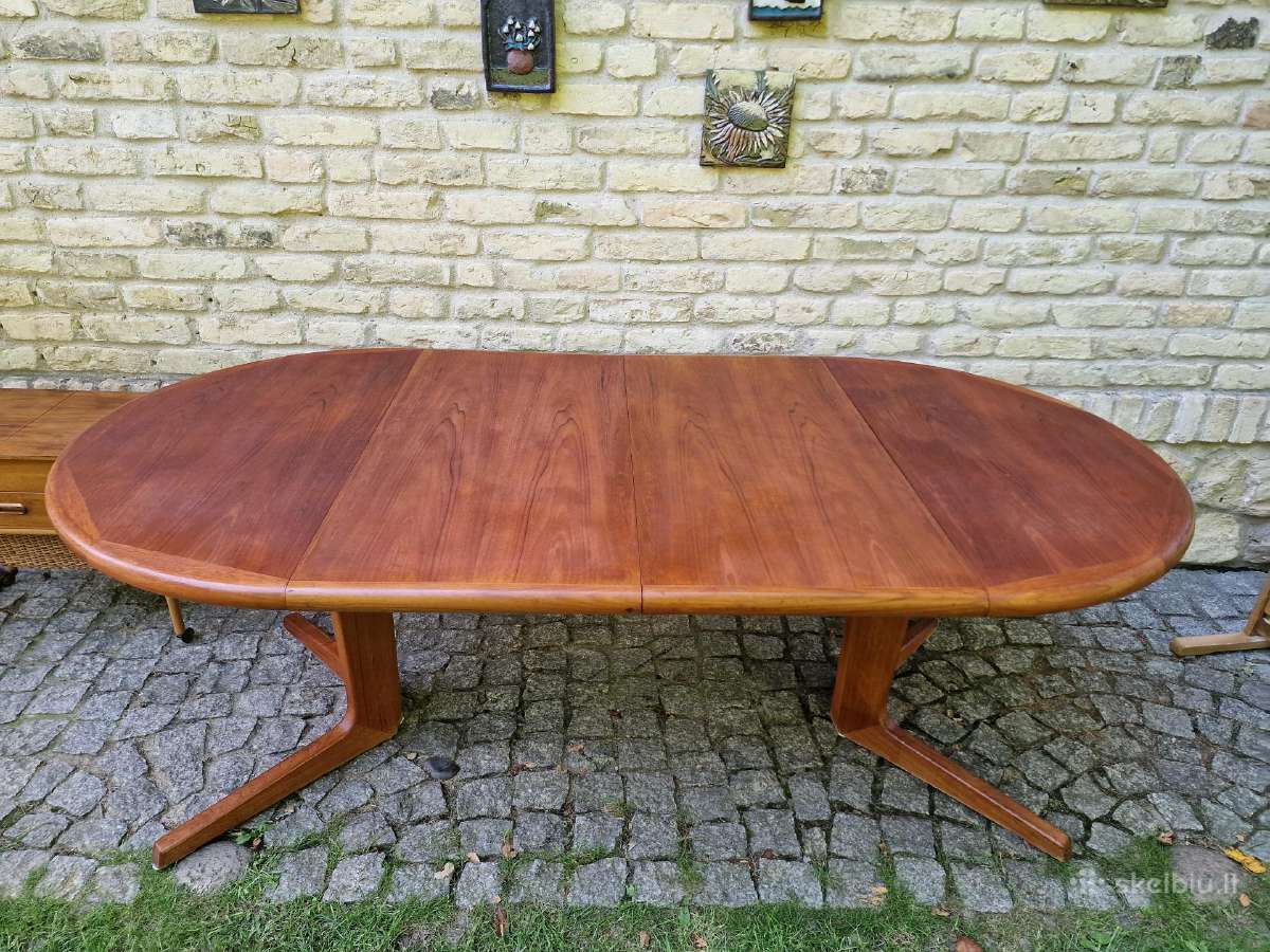 Vintažinis mid century tikmedžio valgomojo stalas - nuotraukos Nr. 34
