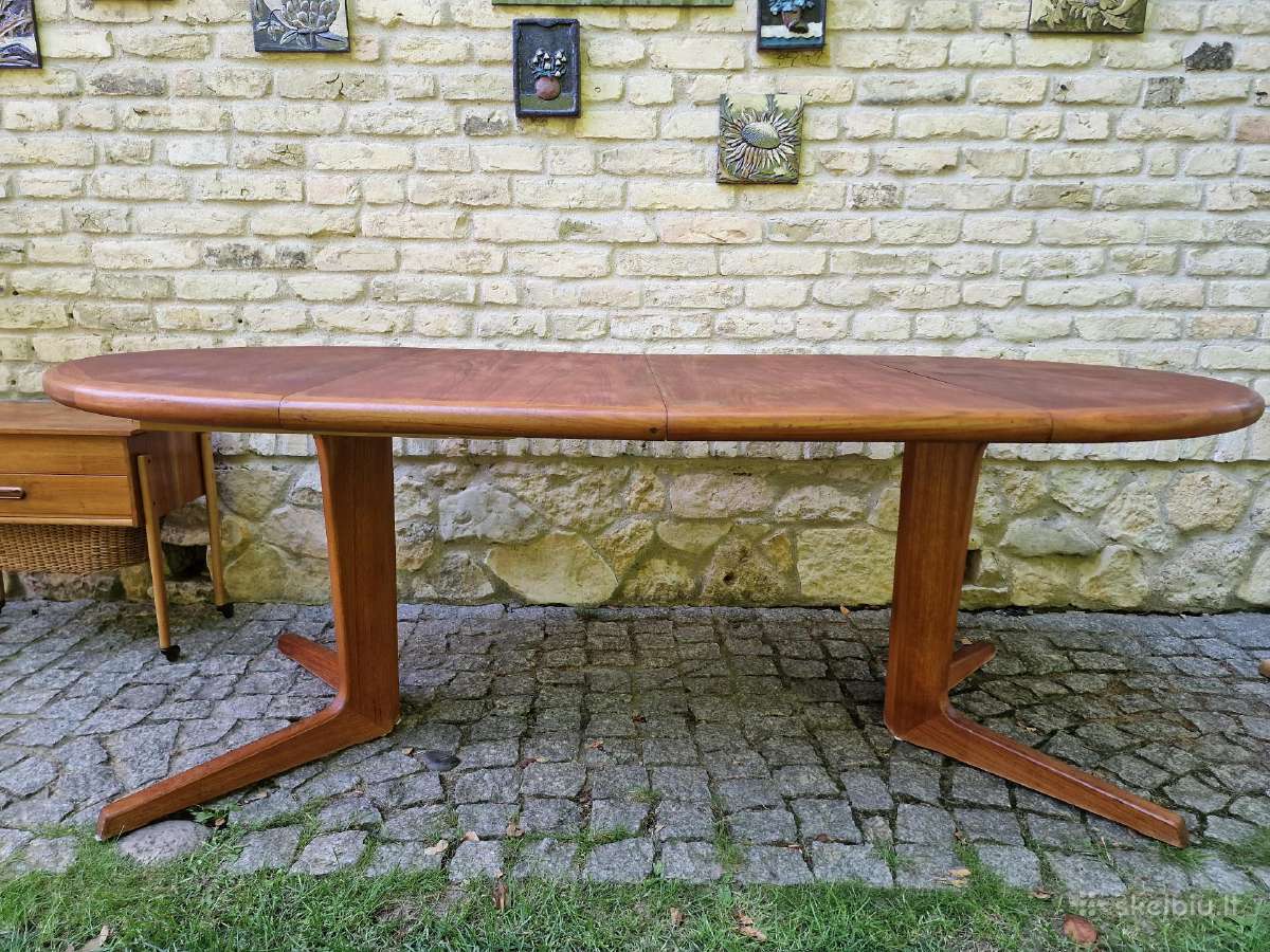 Vintažinis mid century tikmedžio valgomojo stalas - nuotraukos Nr. 37
