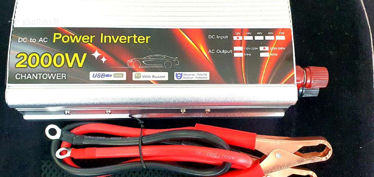 2000w įtampos keitiklis iš Dc 12v Ac220 rozetę