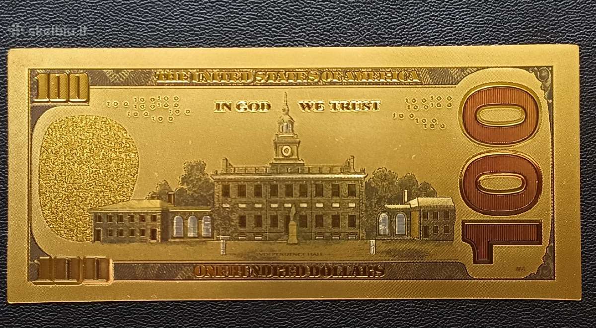 (283) 100 dolerių padengti 24 karatų auksų - nuotraukos Nr. 2