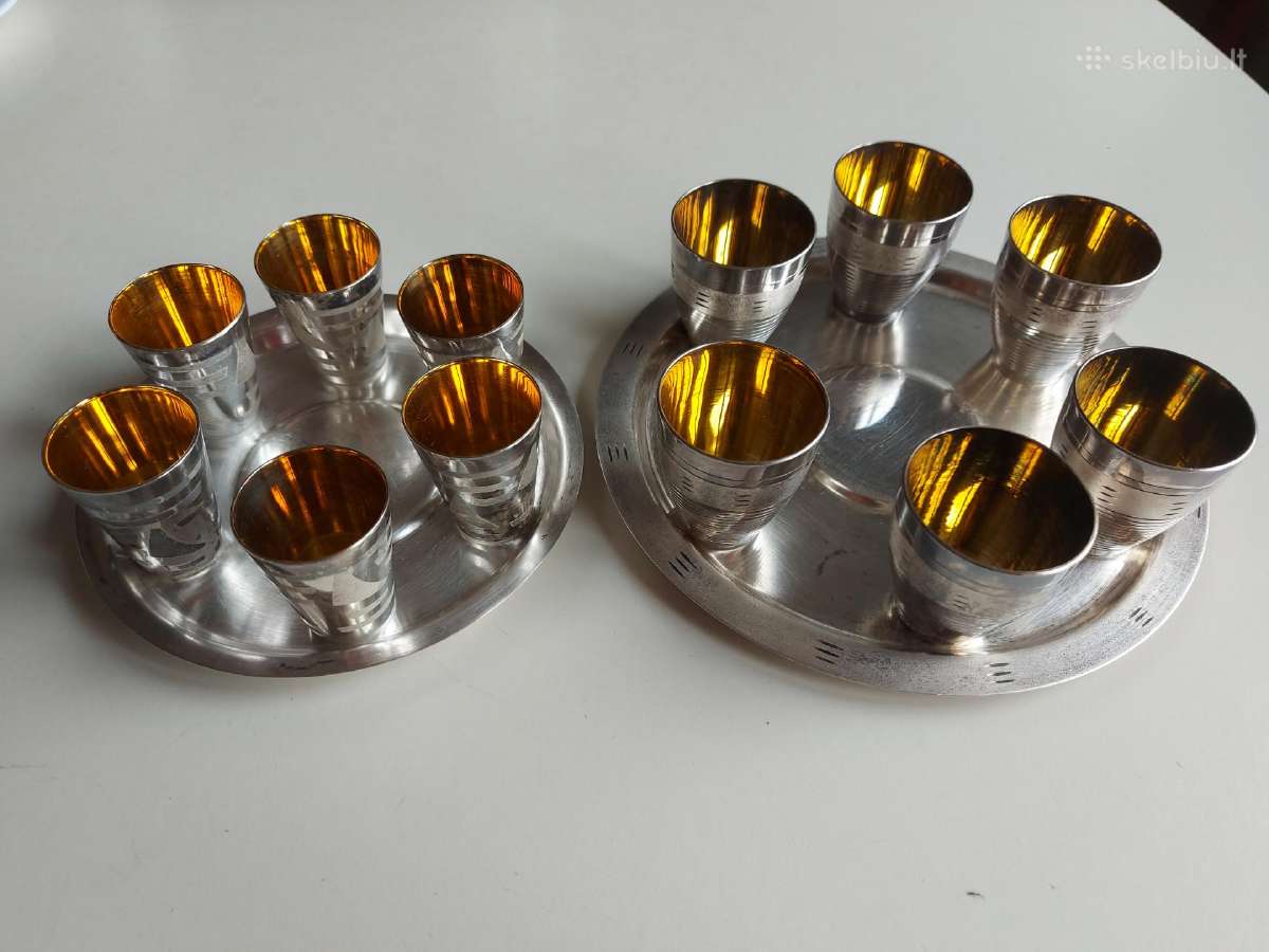 Melchiorinės Taurelės Su Padėkliuku - nuotraukos Nr. 3