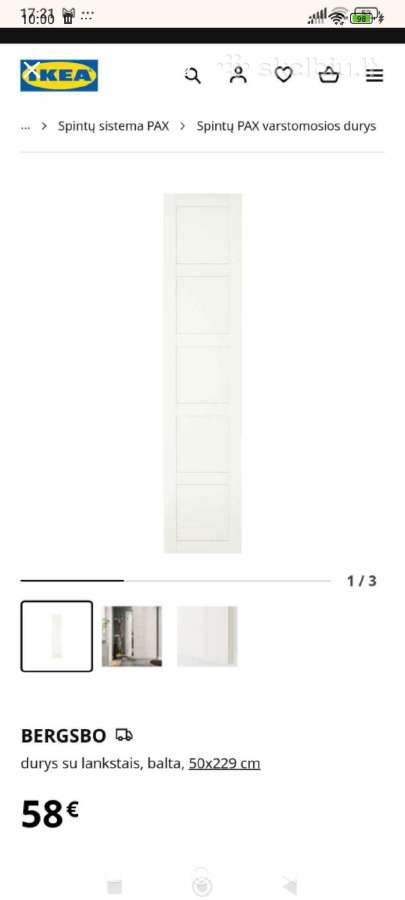 Naujos durys Ikea Pax spintai 50x229