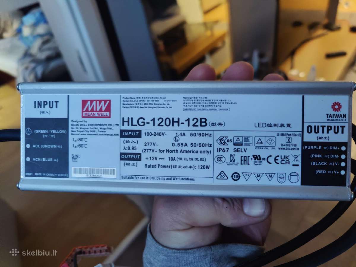 LED Driver Cc/cv 120w 12v 10a Ip67 w/ Dimming Func - nuotraukos Nr. 2