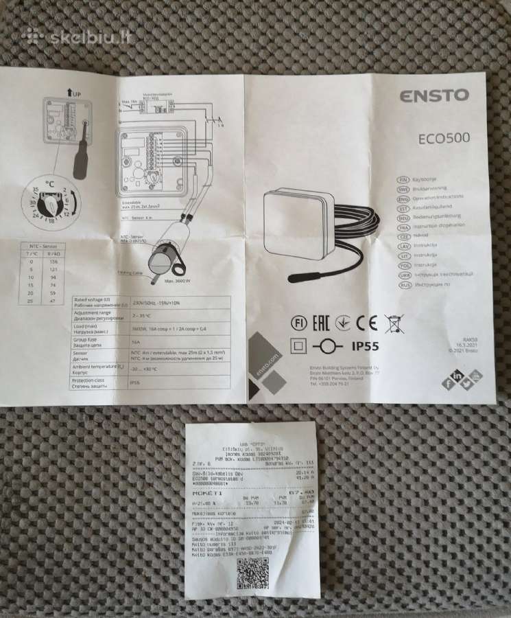 Naujas, apsaugos nuo užšalimo termostatas Eco 500 - nuotraukos Nr. 2