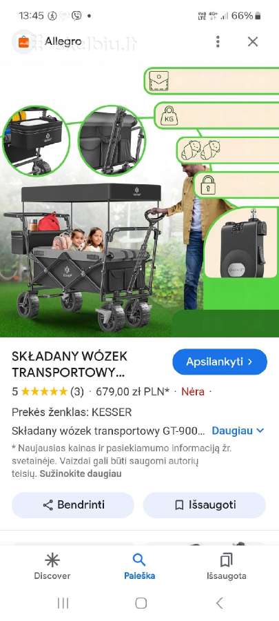 Vežimas sulankstomas - nuotraukos Nr. 2